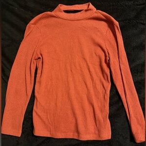 Forever 21 Orange Ribbed Long Sleeve Top